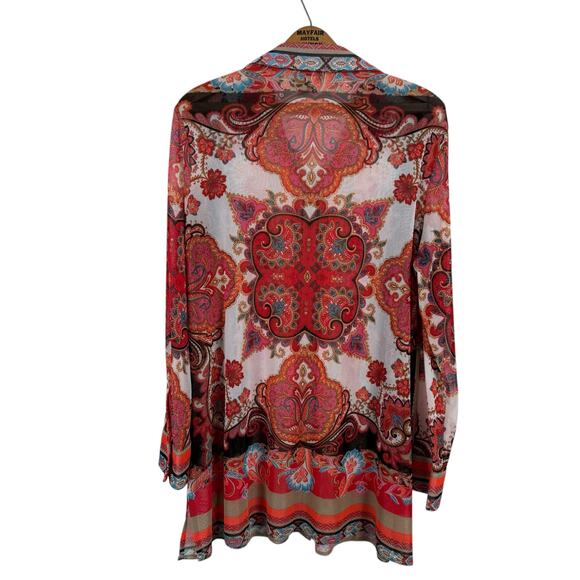 Chico's Travelers Sheer Mesh Top Size 2 (US 12/14) Coverup Hippie Boho Retro - Picture 5 of 6